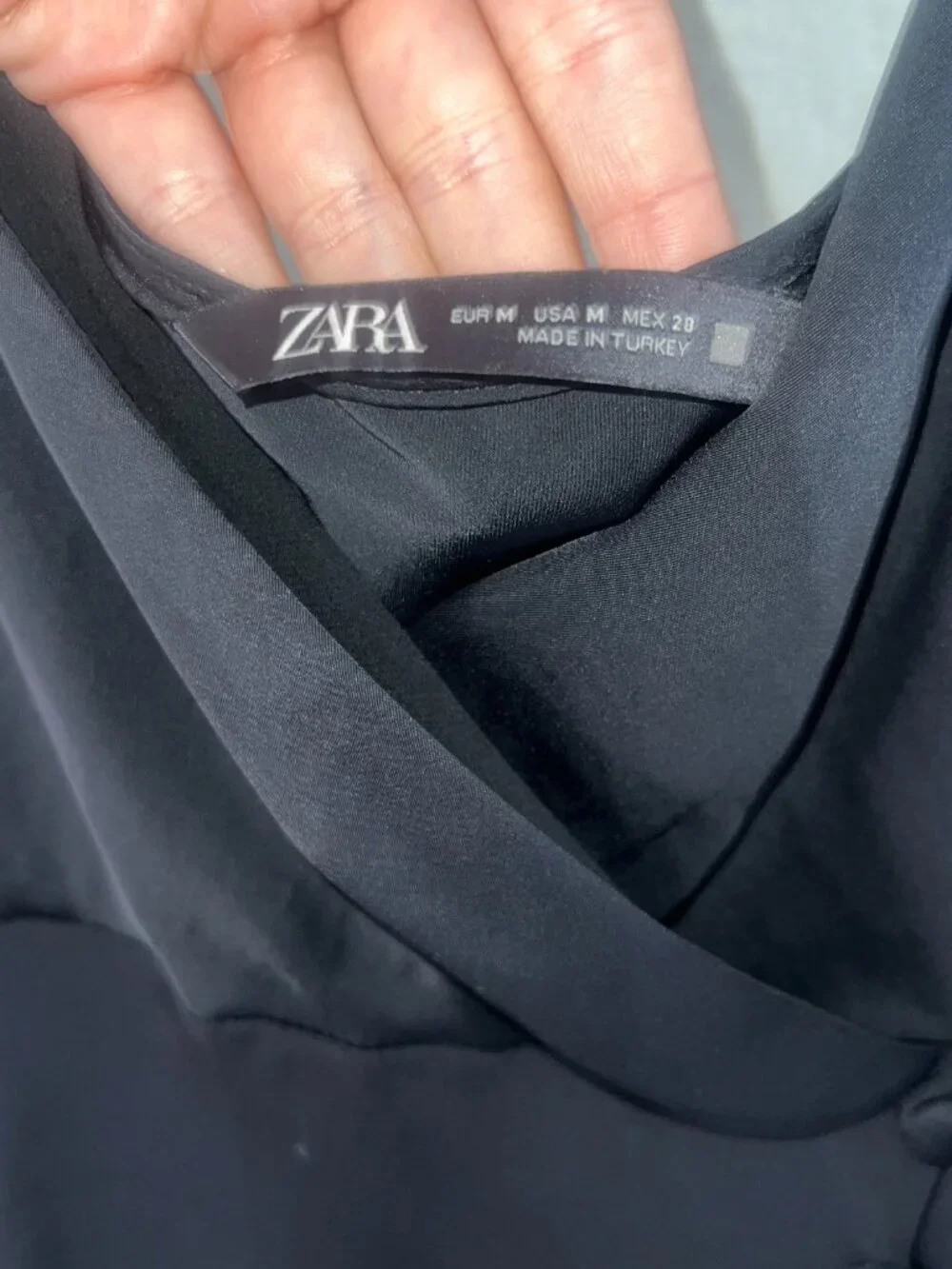 Zara Black Satin Button Slip Dress — Size Medium, NWT